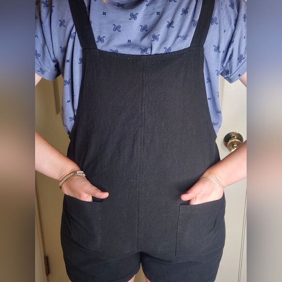 Unbranded L Black Cotton Blend Pockets Women's Overall - Picture 3 of 11
